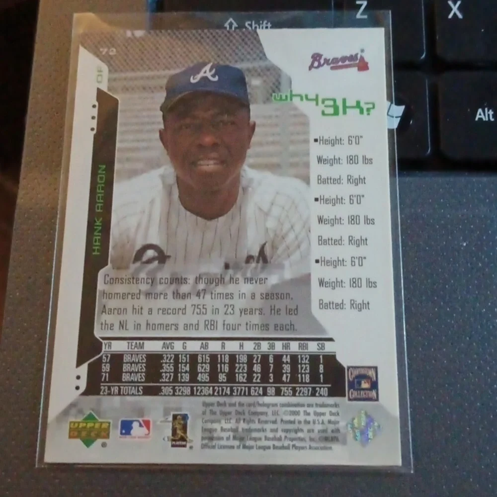 Hank Aaron 2000 y3k Upper Deck Braves